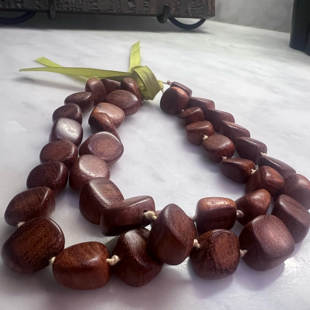 Wooden Bead Necklace Boho Timeless Neutral